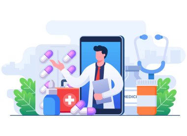 Doktor internet üzerinden sağlık hizmetleri mobil uygulaması, çevrimiçi danışma hizmeti, doktordan, çevrimiçi tıbbi tavsiyeler, teletıp, dijital reçeteler ve teleoterapi üzerinden konuşun