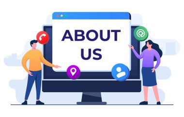 Bizim metaforumuz, şirket bilgileri düz çizim vektör şablonu, iş profili, ofis bilgileri, müşteri desteği, ekibimiz, şirketimiz...