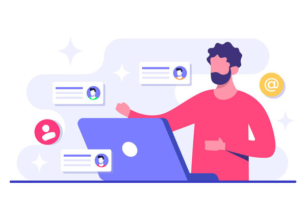 Email marketing flat illustration vector concept, Online business strategy, Advertising, Email newsletter, messaging, Marketing material concept for landing page, web banner, social media, infographic