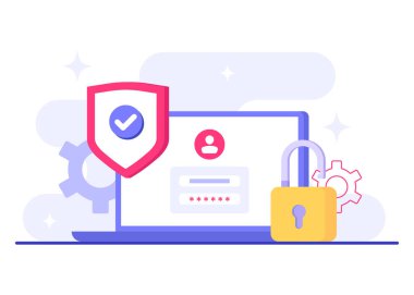 Şifre güvenli erişim, Veri koruması, Siber güvenlik, İnternet güvenliği, bilgi gizliliği, İniş sayfası, uygulama, web pankartı, bilgi, poster illüstrasyonu için hesap koruması düz vektör çizimi