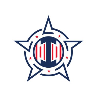 Yıldız ve Bayrak 'lı Amerikan Vatansever I logosu. 1. Vatansever Logo Tasarımı