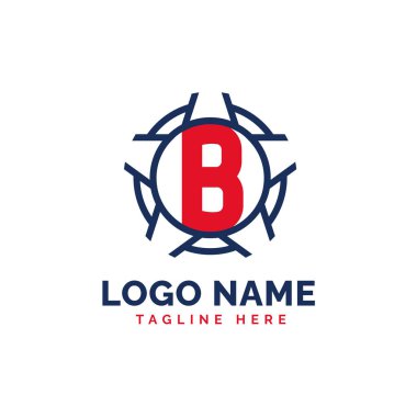 Yurtsever B Logosu. B harfi Amerikan Vatansever Logo Şablonu