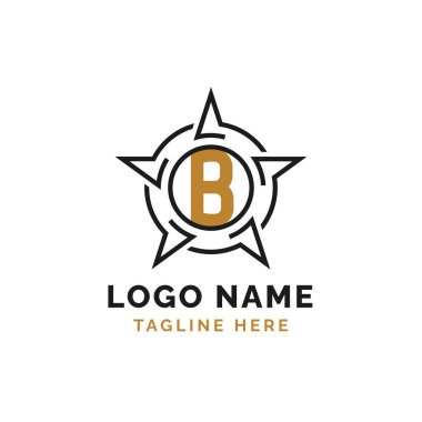 B Yıldız Logo Tasarımı. Yıldızlı Alfabe B logosu
