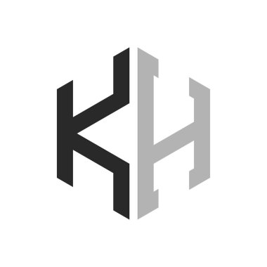 Modern Eşsiz Altıgen Harf KH Logo Tasarım Şablonu. Zarif başlangıç KH Harf Logosu Kavramı