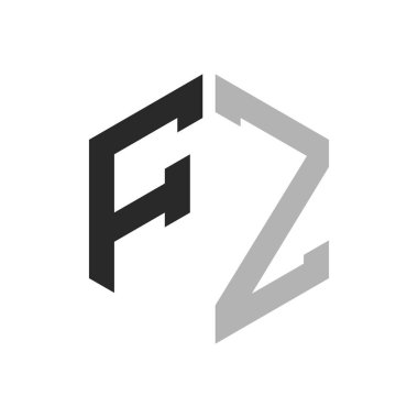 Modern Eşsiz Altıgen Harf Logo Tasarım Şablonu. Zarif ilk FZ Harf Logosu Kavramı