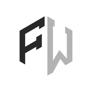 Modern Eşsiz Altıgen Harf Logo Tasarım Şablonu. Zarif başlangıç FW Harf Logosu Kavramı