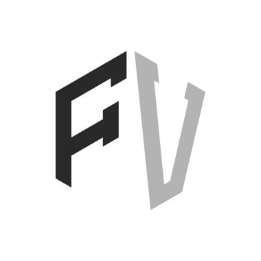 Modern Eşsiz Altıgen Harf Logo Tasarım Şablonu. Zarif ilk FV Harf Logosu Kavramı