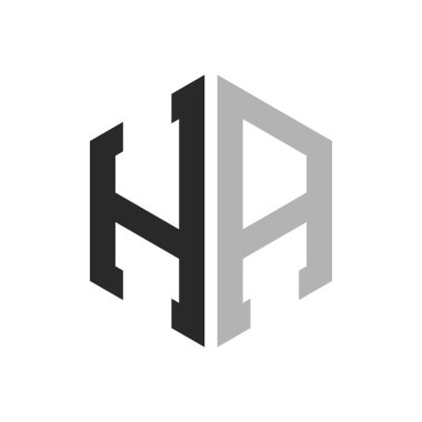 Modern Eşsiz Altıgen Harf HA Logo Tasarım Şablonu. Zarif ilk HA Harf Logosu Kavramı