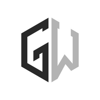 Modern Eşsiz Altıgen Harf Logo Tasarım Şablonu. Zarif başlangıç GW Harf Logosu Kavramı