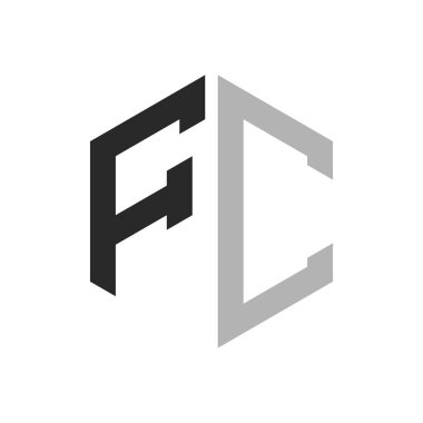 Modern Eşsiz Altıgen Harf Logosu Tasarım Şablonu. Zarif ilk FC Harf Logosu Kavramı