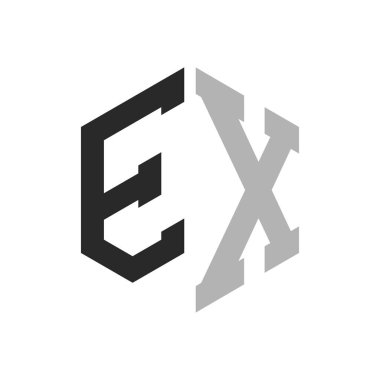 Modern Eşsiz Altıgen Mektup EX Logo Tasarım Şablonu. Zarif ilk EX Harf Logosu Kavramı