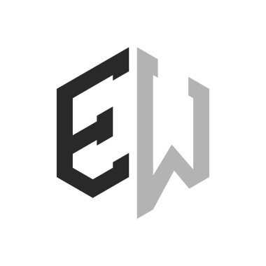 Modern Eşsiz Altıgen Harf EW Logo Tasarım Şablonu. Zarif başlangıç EW Harf Logosu Kavramı