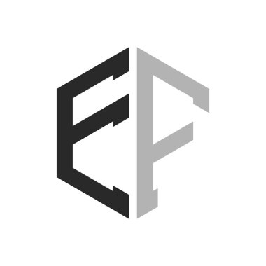 Modern Eşsiz Altıgen Harf EF Logo Tasarım Şablonu. Zarif ilk EF Harf Logosu Kavramı
