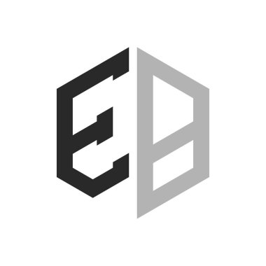 Zarif EB Harf Logosu Konsepti. Modern Eşsiz Altıgen Harf EB Logo Tasarım Şablonu