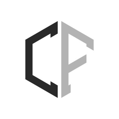 Modern Eşsiz Altıgen Harf Logo Tasarım Şablonu. Zarif ilk CF Harf Logosu Kavramı