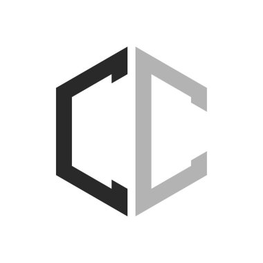 Modern Eşsiz Altıgen Harf CC Logo Tasarım Şablonu. Zarif ilk CC Harf Logosu Kavramı