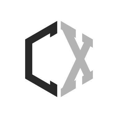 Modern Eşsiz Altıgen Harf CX Logo Tasarım Şablonu. Zarif ilk CX Harf Logosu Kavramı