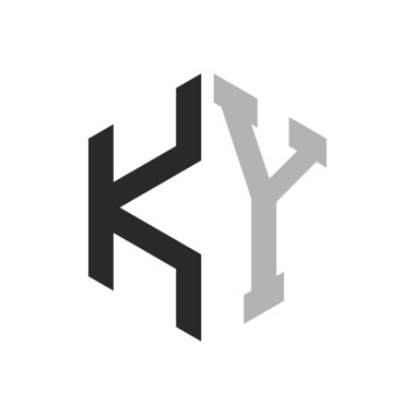 Modern Eşsiz Altıgen Harf KY Logo Tasarım Şablonu. Zarif başlangıç KY Harf Logosu Kavramı