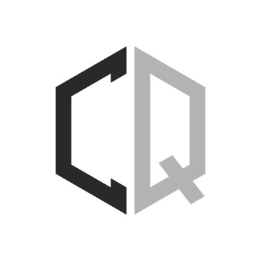 Modern Eşsiz Altıgen Harf CQ Logo Tasarım Şablonu. Zarif ilk CQ Harf Logosu Kavramı