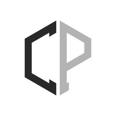 Modern Eşsiz Altıgen Harf CP Logo Tasarım Şablonu. Zarif ilk CP Harf Logosu Kavramı