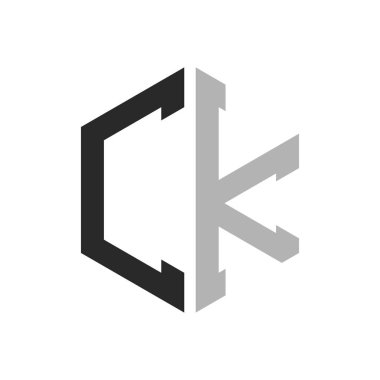 Modern Eşsiz Altıgen Harf CK Logo Tasarım Şablonu. Zarif CK Harf Logosu Kavramı