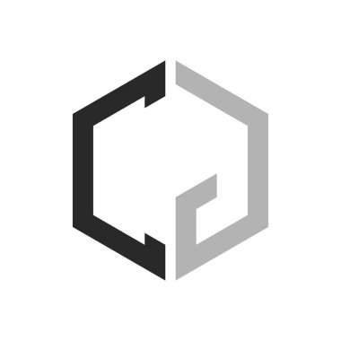 Modern Eşsiz Altıgen Harf CJ Logo Tasarım Şablonu. Zarif baş harf CJ Harf Logosu Kavramı