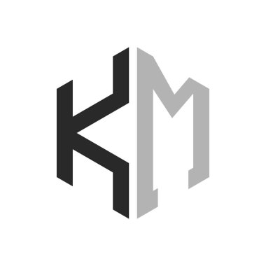 Modern Eşsiz Altıgen Harf KM Logo Tasarım Şablonu. Zarif başlangıç KM Harf Logosu Kavramı