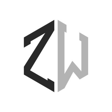 Modern Eşsiz Altıgen Harf ZW Logo Tasarım Şablonu. Zarif ilk ZW Harf Logosu Kavramı