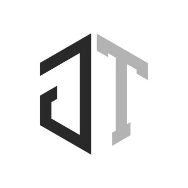 Modern Eşsiz Altıgen Harf JT Logo Tasarım Şablonu. Zarif ilk JT Harf Logosu Kavramı