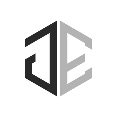 Modern Eşsiz Altıgen Harf JE Logo Tasarım Şablonu. Zarif baş harfi JE Harf Logosu Kavramı