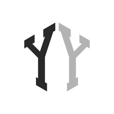 Modern Unique Hexagon Letter YY Logo Design Template. Elegant initial YY Letter Logo Concept clipart