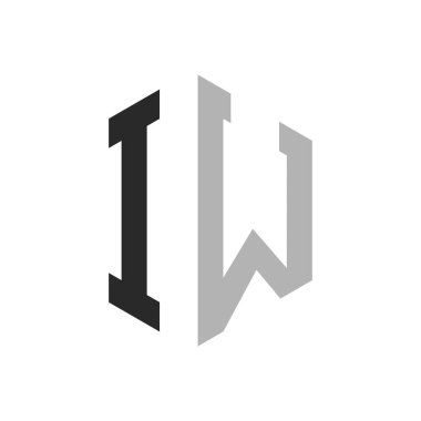 Modern Eşsiz Altıgen Harf Logo Tasarım Şablonu. Zarif ilk IW Harf Logosu Kavramı