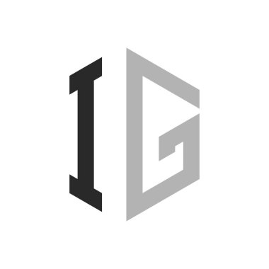 Modern Eşsiz Altıgen Harf IG Logo Tasarım Şablonu. Zarif ilk IG Harf Logosu Kavramı