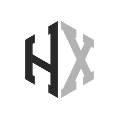 Modern Eşsiz Altıgen Harf Logo Tasarım Şablonu. Zarif ilk HX Harf Logosu Kavramı