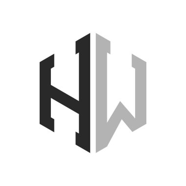 Modern Unique Hexagon Letter HW Logo Design Template. Elegant initial HW Letter Logo Concept clipart