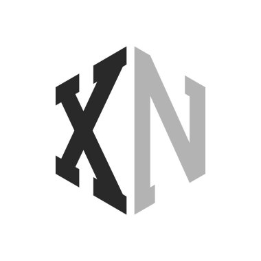 Modern Eşsiz Altıgen Harf Logo Tasarım Şablonu. Zarif XN Harf Logosu Kavramı