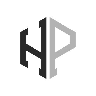 Modern Eşsiz Altıgen Harf HP Tasarım Şablonu. Zarif ilk HP Harf Logosu Kavramı