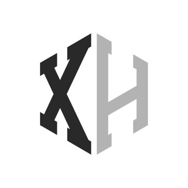 Modern Unique Hexagon Letter XH Logo Design Template. Elegant initial XH Letter Logo Concept clipart