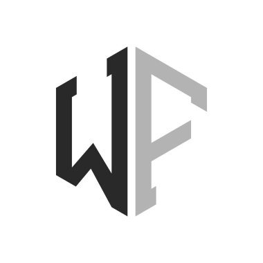Modern Eşsiz Altıgen Harf WF Logo Tasarım Şablonu. Zarif ilk WF Harf Logosu Kavramı