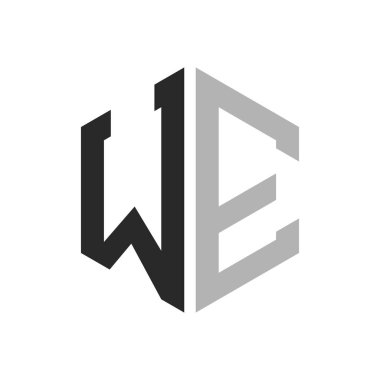 Modern Eşsiz Altıgen Mektup We Logo Tasarım Şablonu. Zarif baş harfi We Letter Logo Kavramı