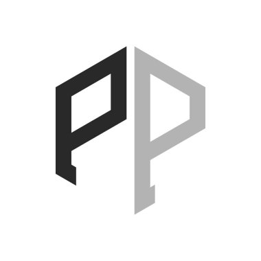 Modern Eşsiz Altıgen Harf PP Logo Tasarım Şablonu. Zarif ilk PP Harf Logosu Kavramı