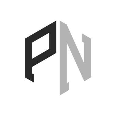 Modern Eşsiz Altıgen Harf Logosu Tasarım Şablonu. Zarif ilk PN Harf Logosu Kavramı