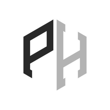 Modern Eşsiz Altıgen Harf PH Logo Tasarım Şablonu. Zarif ilk PH Harf Logosu Kavramı