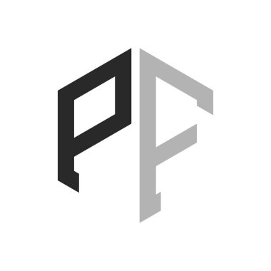 Modern Eşsiz Altıgen Harf Logo Tasarım Şablonu. Zarif ilk PF Harf Logosu Kavramı