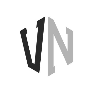 Modern Eşsiz Altıgen Harf VN Logo Tasarım Şablonu. Zarif VN Harf Logosu Kavramı