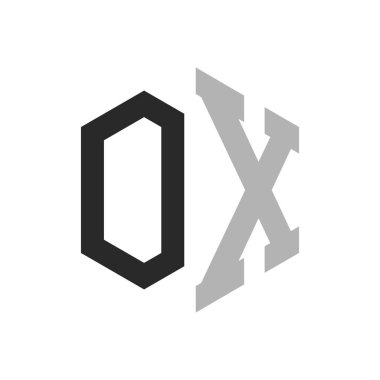 Modern Eşsiz Altıgen Harf OX Logo Tasarım Şablonu. Zarif ilk OX Harf Logosu Kavramı