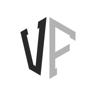 Modern Eşsiz Altıgen Harfler Logo Tasarım Şablonu. Zarif ilk VF Harf Logosu Kavramı