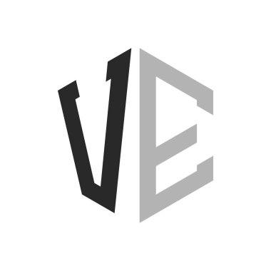 Modern Eşsiz Altıgen Harf VE Logo Tasarım Şablonu. Zarif ilk VE Harf Logosu Kavramı