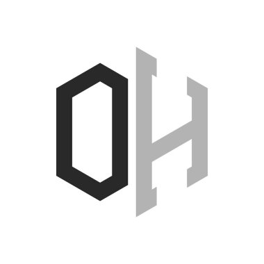 Modern Eşsiz Altıgen Harf OH Logo Tasarım Şablonu. Zarif OH Harf Logosu Kavramı