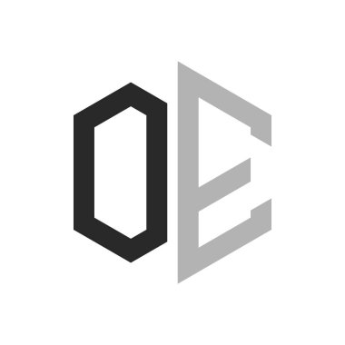 Modern Eşsiz Altıgen Harf OE Logo Tasarım Şablonu. Zarif ilk OE Harf Logosu Kavramı